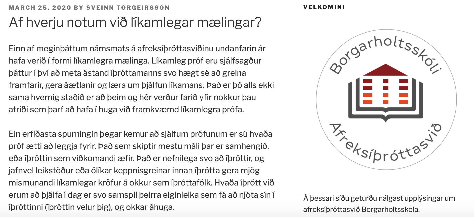 Frá kennslu á afreksíþróttasviðinu...